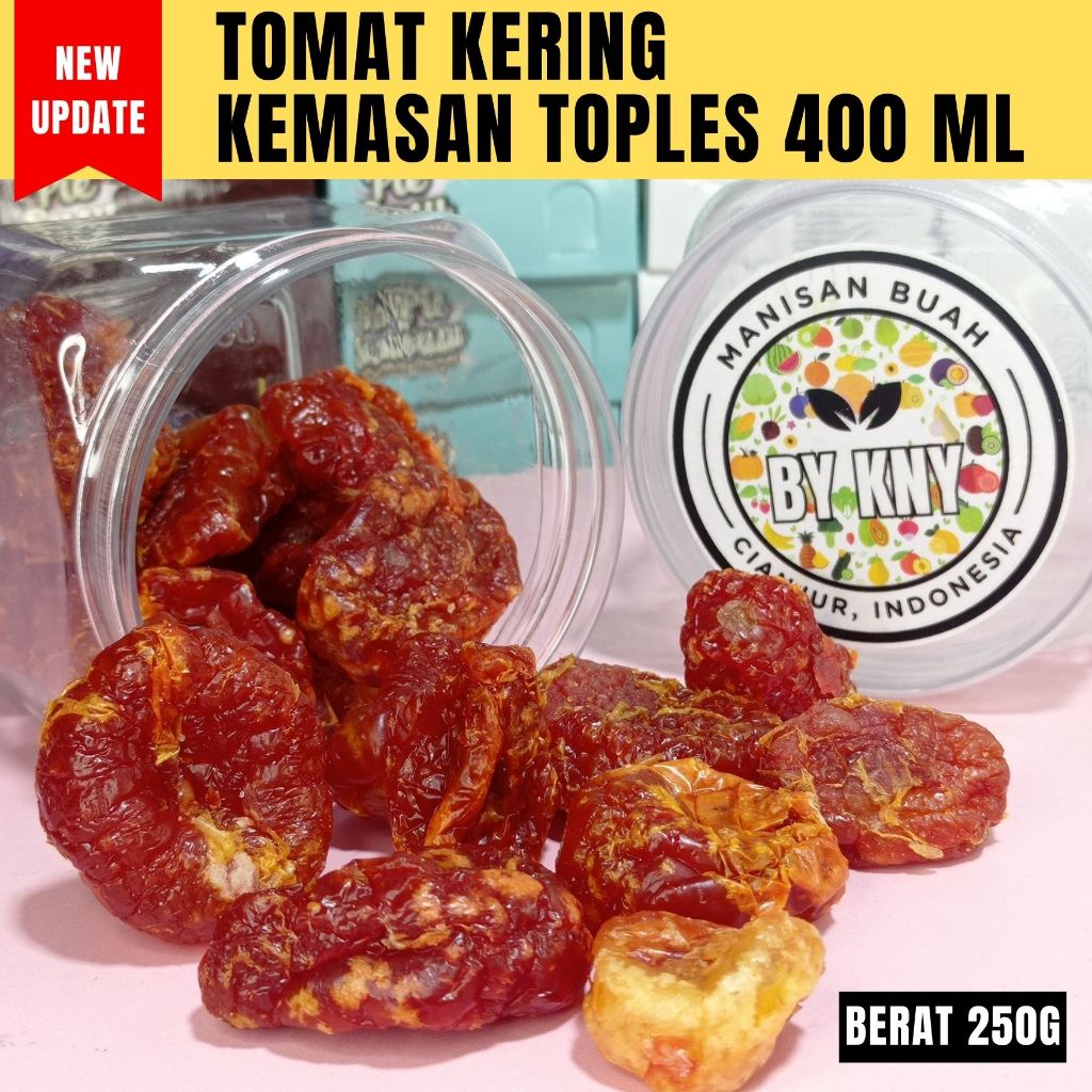 

MANISAN TOMAT KERING KEMASAN TOPLES 400ML MANISAN BUAH KERING BY KNY