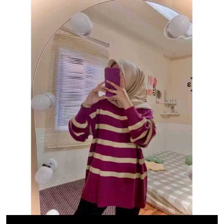 MODEL A Atasan Wanita/Rajut Wanita Motif Garis Garis