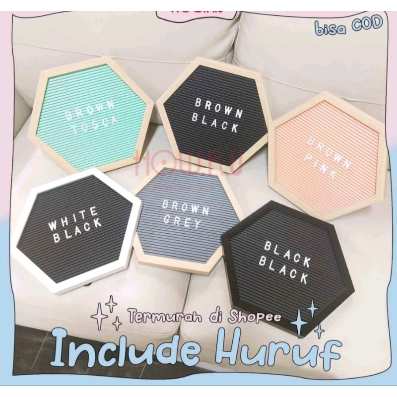 

Hexa Letter Board Sudah Include Huruf / Papan Nama Bayi / Papan Menu / Dekorasi Rumah