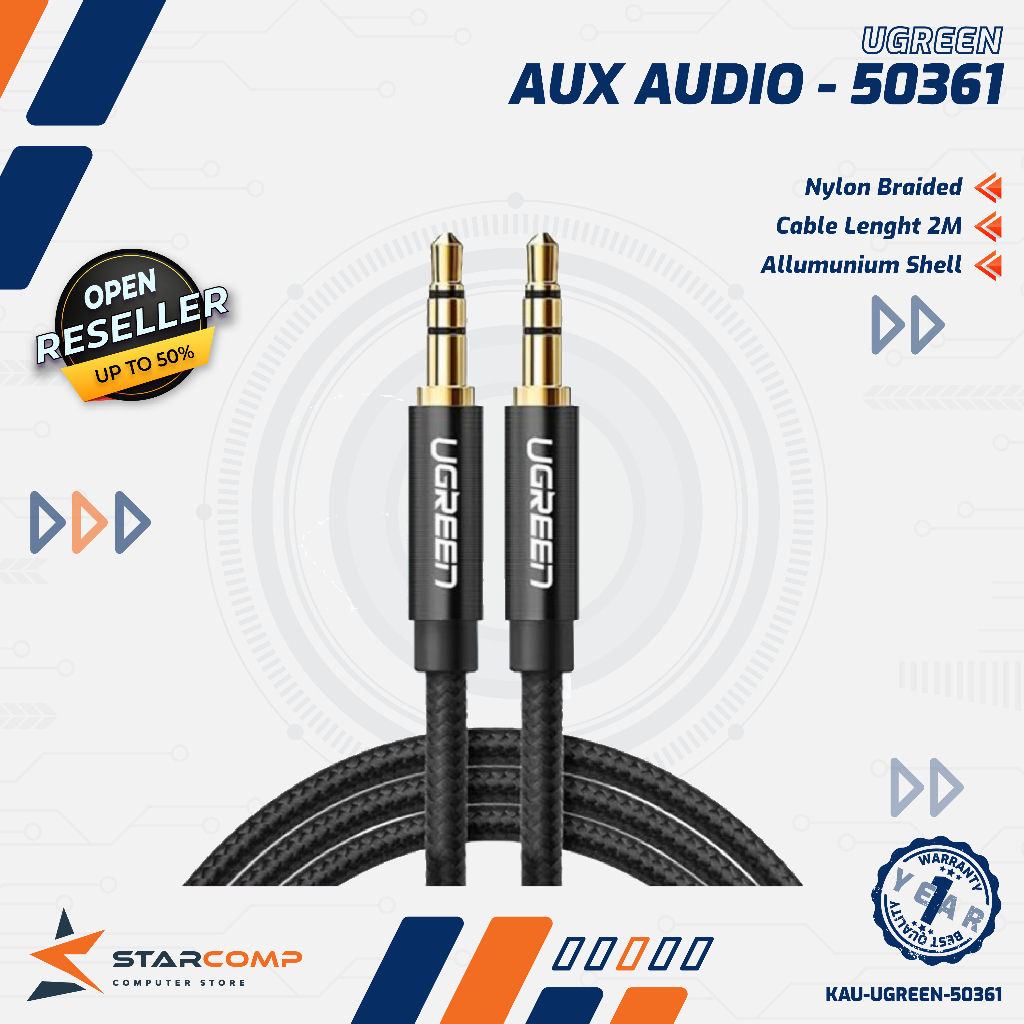 UGREEN 50361 Kabel AUX Jack Audio 3.5mm Male To Male 1M AUX