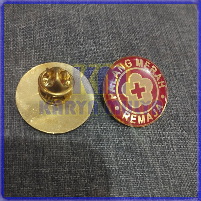 Pin Logo PMR Pin Palang Merah Remaja - Lencana Pin PMR Model Bulat Murah - Karya Mulya
