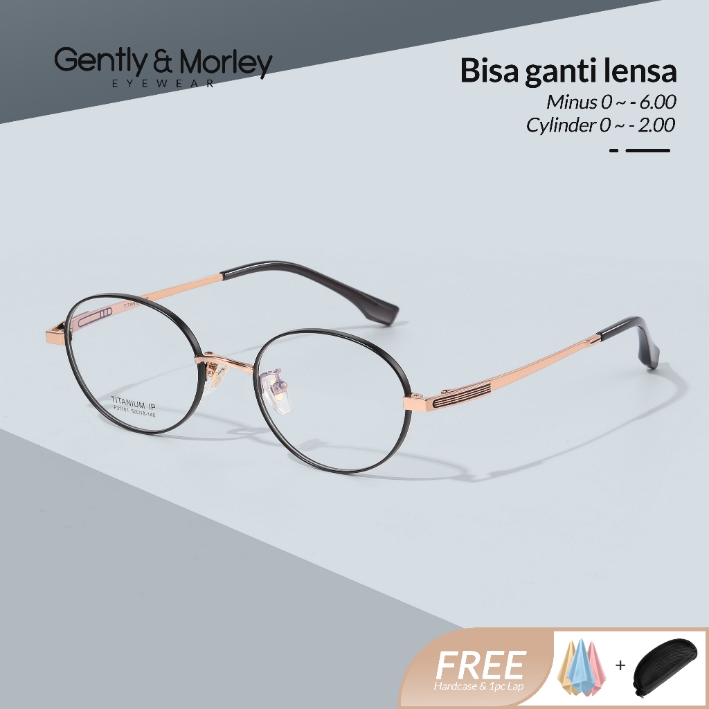 Gently Morley Kacamata Anti Radiasi Blueray Photocromic Bulat Oval Metal Fleksible Frame F31101