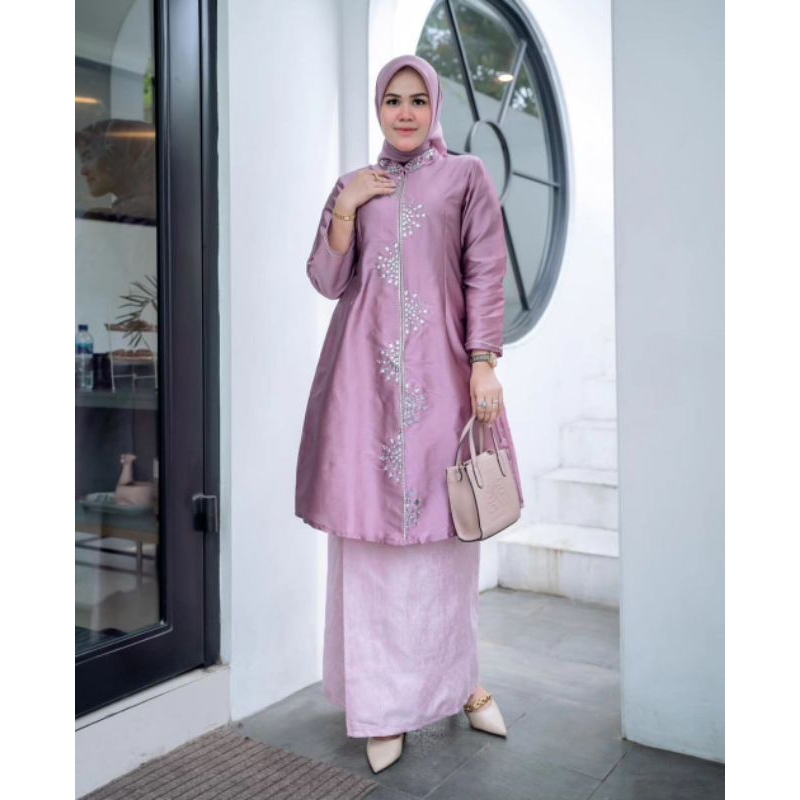Setelan kebaya Tafeta Payet - Baju kurung - Kebaya Modern - Tunik Tafeta - Baju Melayu - Setelan Keb