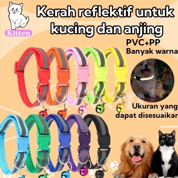 Kalung kucing kalung anjing kerah reflektif untuk kucing dan anjing kalung dan tali kucing/anjing