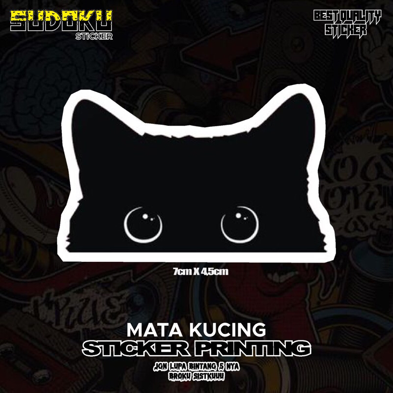 

STICKER STIKER PRINTING KUCING HITAM MATA CUTE MIAW