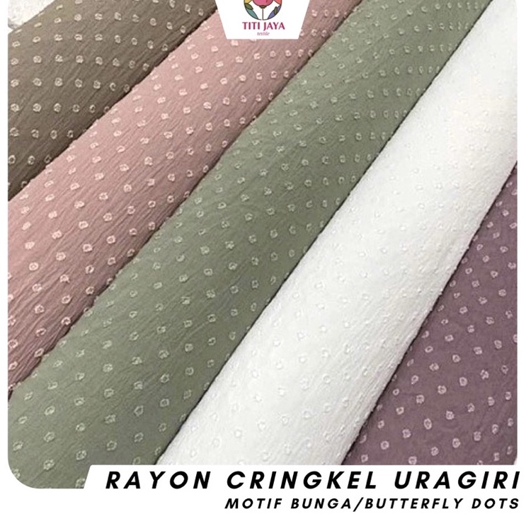 Super Promo TERMURAH Rayon CRINKLE CEY Airflow URAGIRI ONE TONE Original  Kain Katun Motif Dots onet