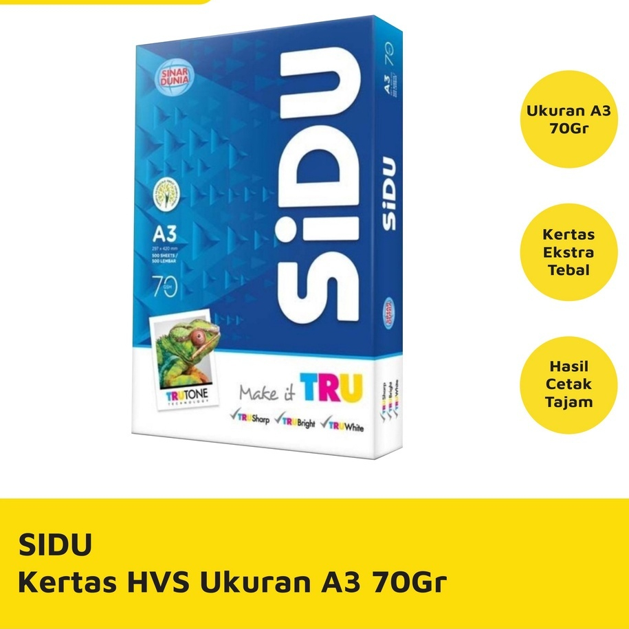 

Kertas HVS SIDU A3 70 Gram 1 Rim - Kualitas Terbaik untuk Cetak dan Fotocopy