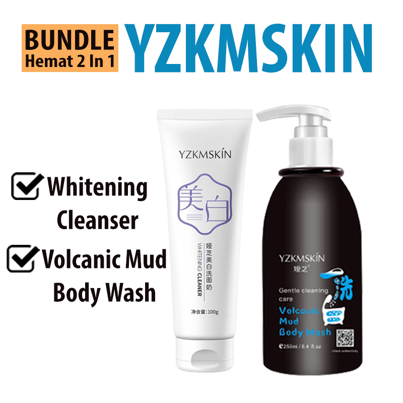 [BISA COD] 2 IN 1 YZKMSKIN Body Wash Volcano & YZKMSKIN Facial Wash Paket Hemat Glowing Alami