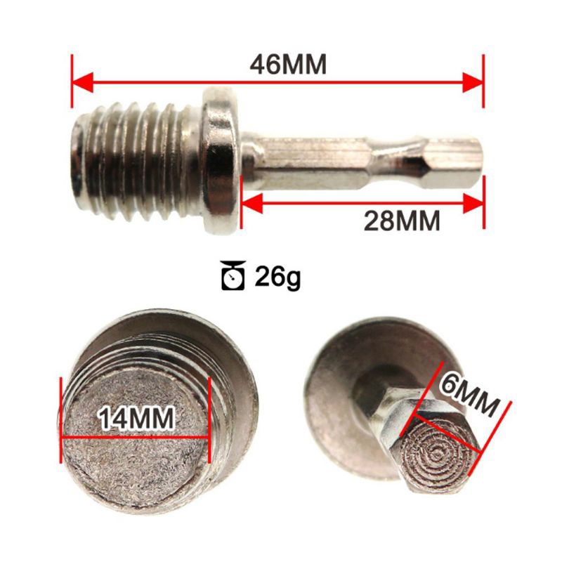 Adapter Bor Hexagon Ulir M14 Untuk Pad Poles