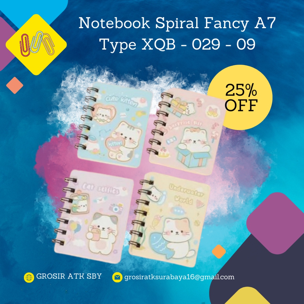 

Notebook Spiral Buku Catatan Ukuran Mini Gambar Fancy A7