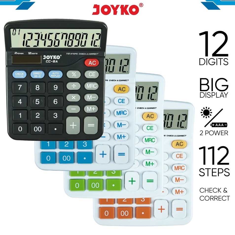 

Dijamin Irit Calculator Kalkulator Joyko CC8 12 Digits Check Correct