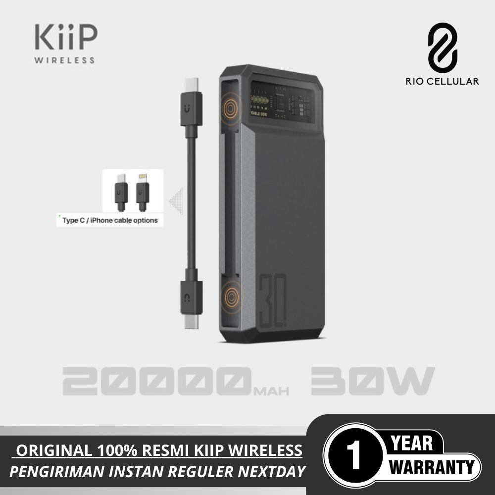 KIIP E59 Power Bank 20000Mah 30W PD Fast Charging With Cable