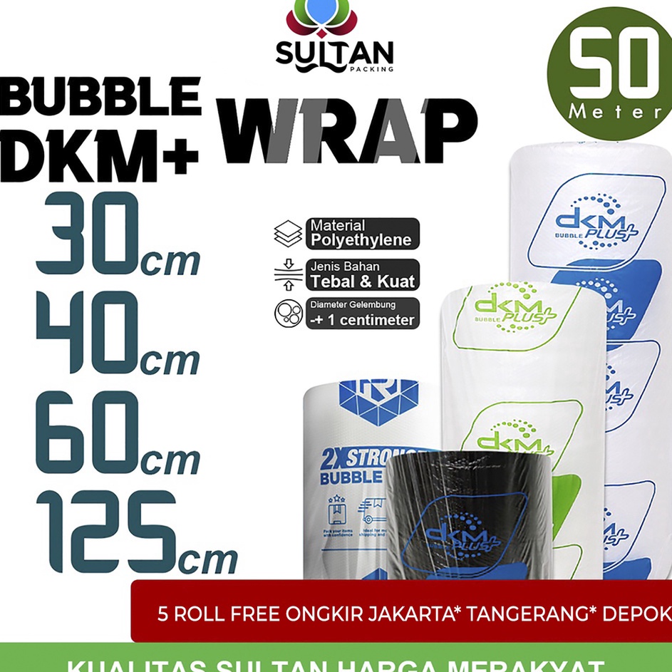 

Best Promote BubbleWrap DKM PLUS 5cm Plastik Bubble Wrap PREMIUM EKONOMIS TERMURAH ROLL