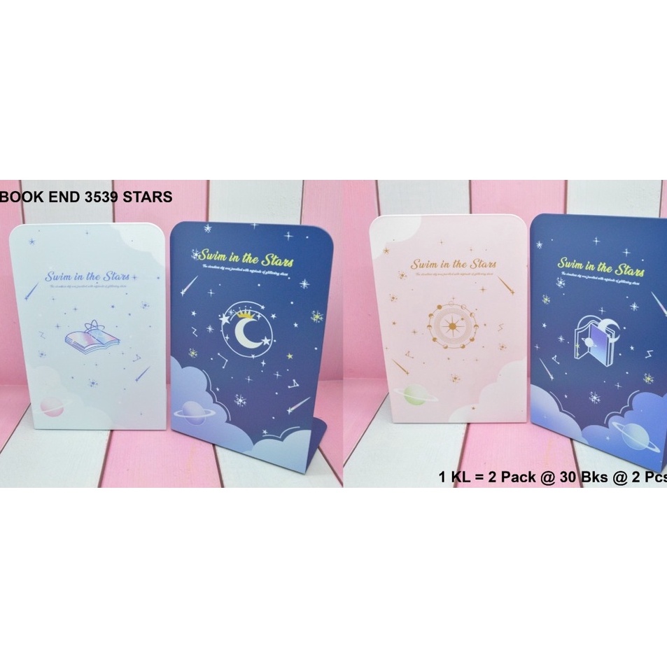 

Banyak Dibeli penahan buku atau pembatas buku dari besi motif swim in the stars
