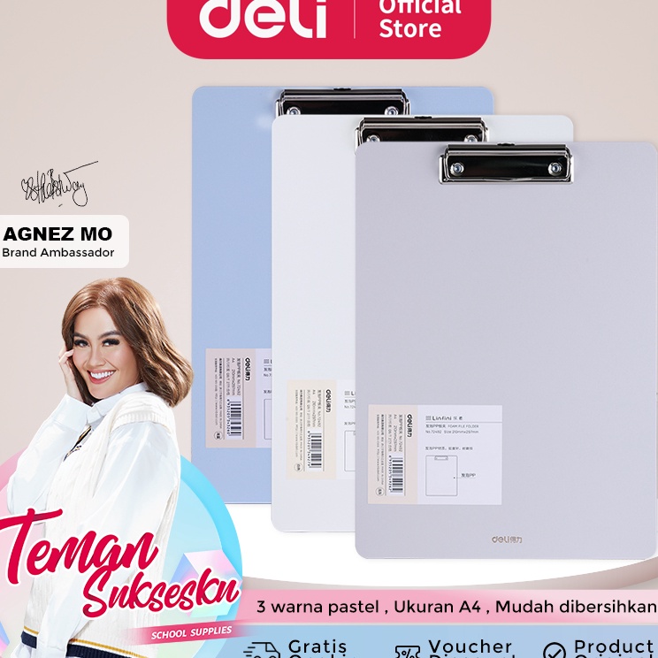 

Sekarang Hadir Deli Clipboard Papan Jalan Papan Ujian A4 3 Warna Pastel PP Foam 72492