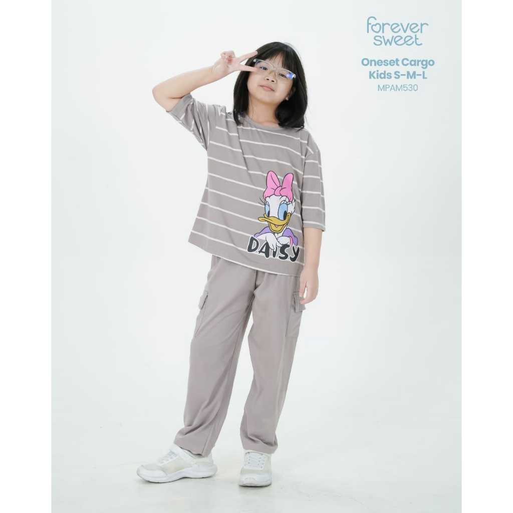 MPAM530 Oneset CP Cargo Kids Anak uk SML FOREVER SWEET Bahan Kaos aju Tidur Daster Girls Nyaman