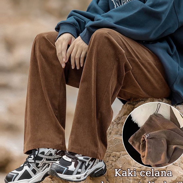 HOT celana corduroy pria celana korean style pria ankle pants pria baggy pants celana chino panjang 