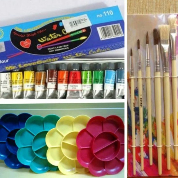 

Super Laris PAKET MELUKIS 3 in 1 Palet Kuas Cat Air lukis ART SET murah