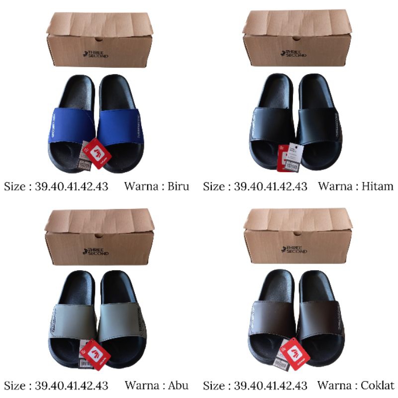 Sandal Slip On Three Second Pria Dewasa