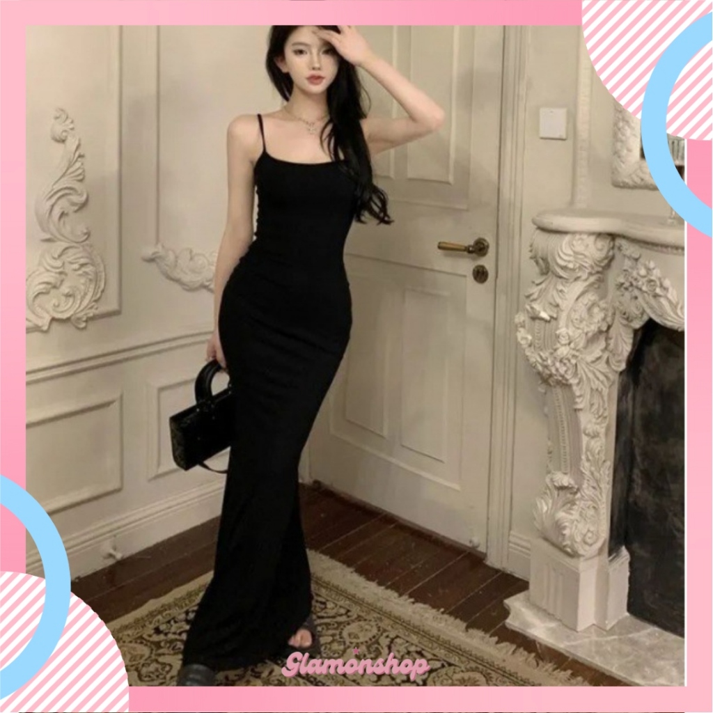 GS BJ419 Long Dress Mini Sexy Korean Style Baju Dress Panjang Tanpa Lengan