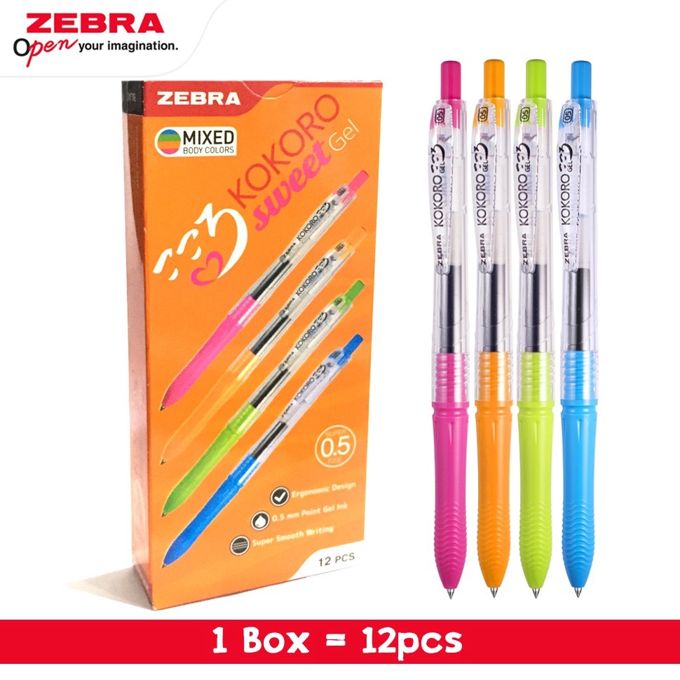 

KODE Y2X6 Zebra Pen Pulpen Kokoro Sweet Tinta Warna Hitam isi 12 pcs Retractable