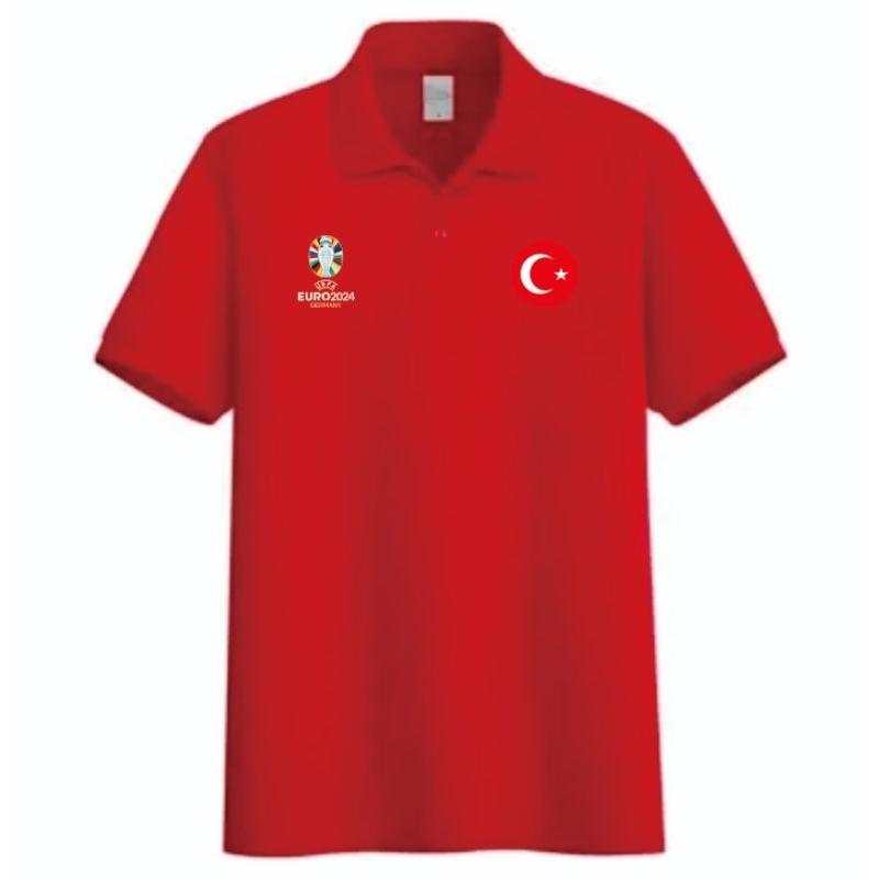 Kaos Polo berkerah timnas Turkiye turki edisi euro 2024, kaos polo bola