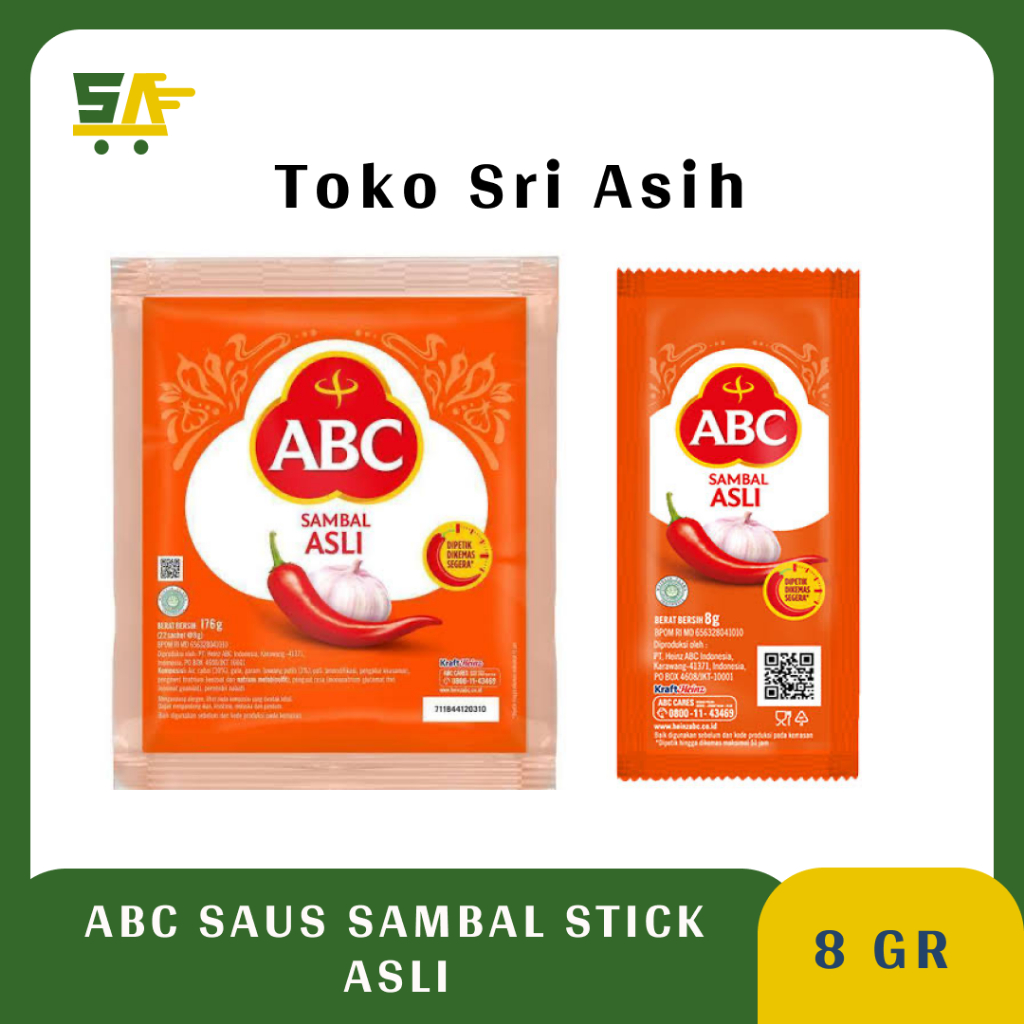 

ABC Saus Sambal Asli/Extra Pedas Stick 8gr ( 1 Pak isi 22pcs ) - Saus Sachet - Saus Sambal - Saus ABC Stick