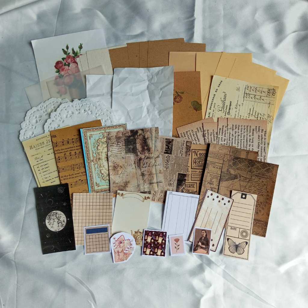

[paww.craft] Journal kit vintage isian scrapbook mini series 43pcs JK-015