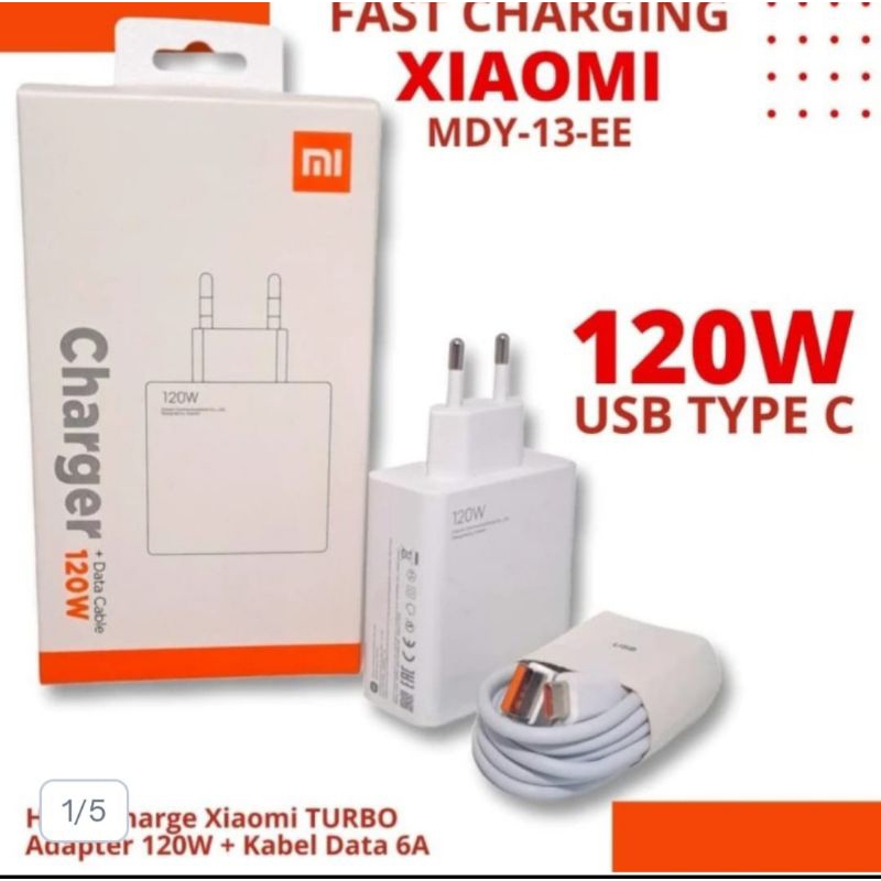 Charger Xiaomi 120W Hypercharge cas Charger Xiaomi Turbo 120W Pengisian turbo TYPE c
