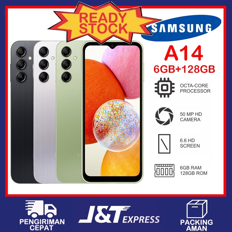 Samsung Galaxy A14 4G 6GB / 128 GB Layar 6.6 inci 50MP Kamera Belakang Baru HP Black | Green | Silve