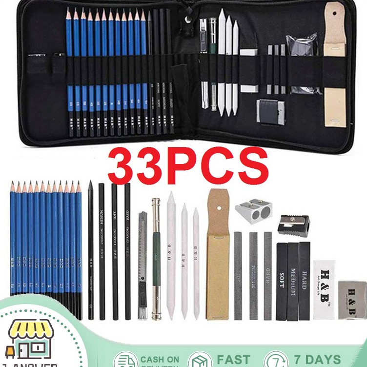 

KODE L7K4 33PCSSet Sketch Pensil Pisau Penghapus dan Pensil Gambar untuk Keperluan Sekolah Pencil Drawing Set