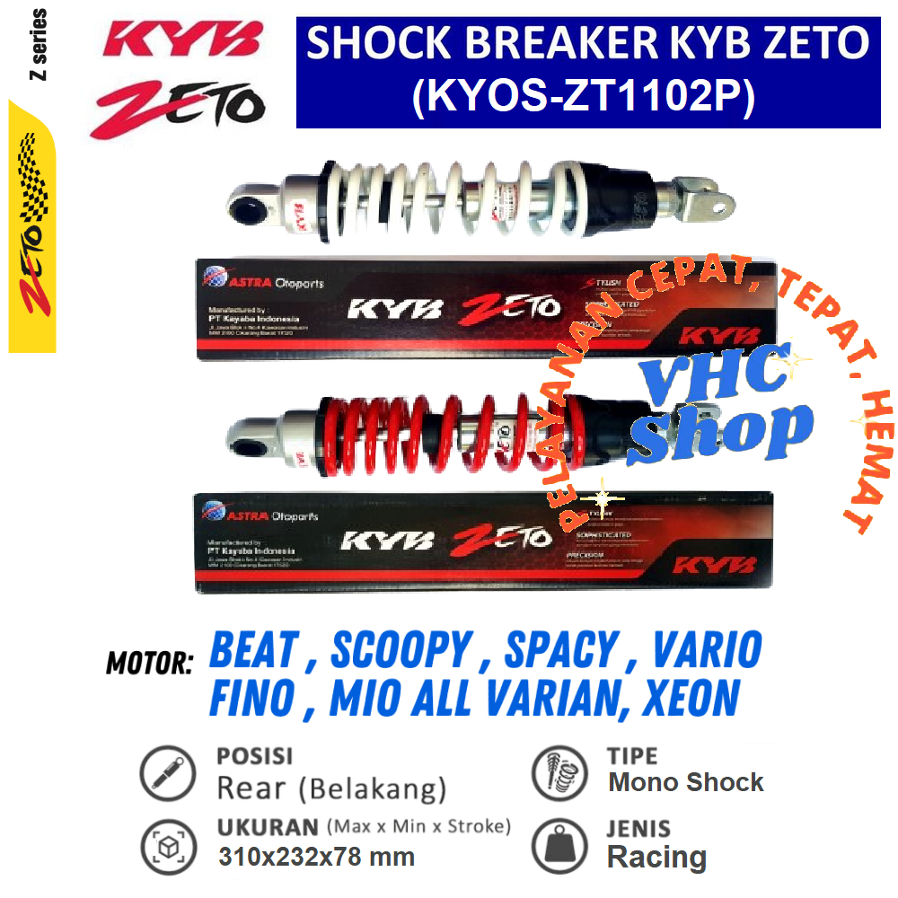 SHOCK ABSORBER / BREAKER Merk KAYABA type KYOS ZT 1102 - varian putih merah