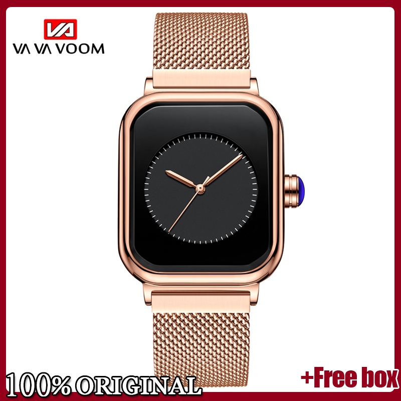 VaVa Voom Jam Tangan Wanita Mode Bisnis Display Kuarsa Jam Wanita Tali Jala Tahan Air Jam Tangan Cew