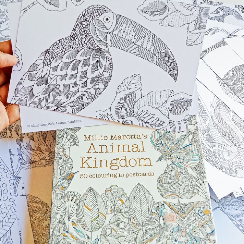 

(PER LEMBAR) Adult Coloring - Millie Marotta's Animal Kingdom 50 Colouring in Postcards Adult Colouring