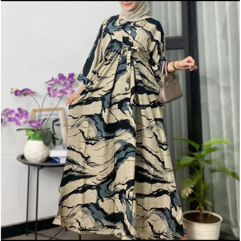 Anggi Home Kaftan Rayon Super Jumbo XXXL Busui Resleting Motif Polkadot / Kaftan Wanita / Gamis Arab