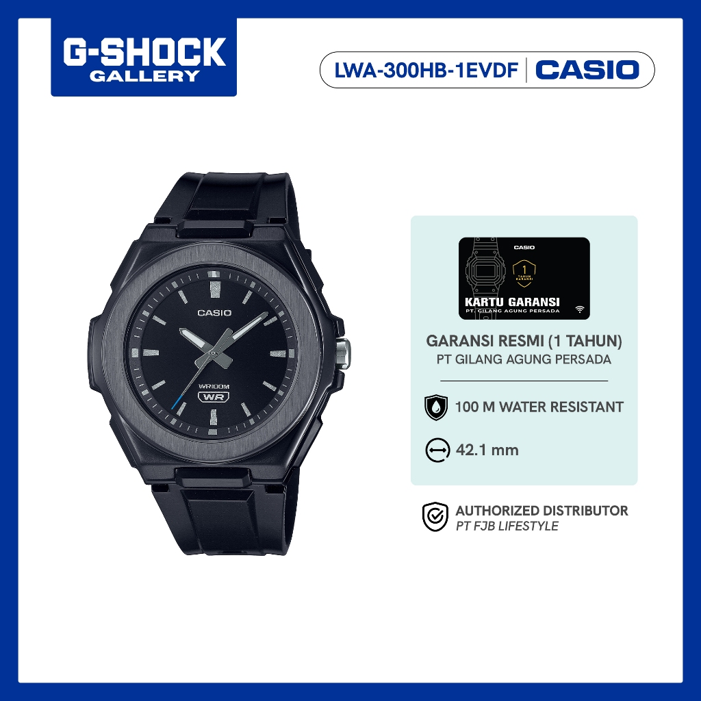 Casio Jam Tangan Unisex General LWA-300HB-1EVDF Original Analog Black