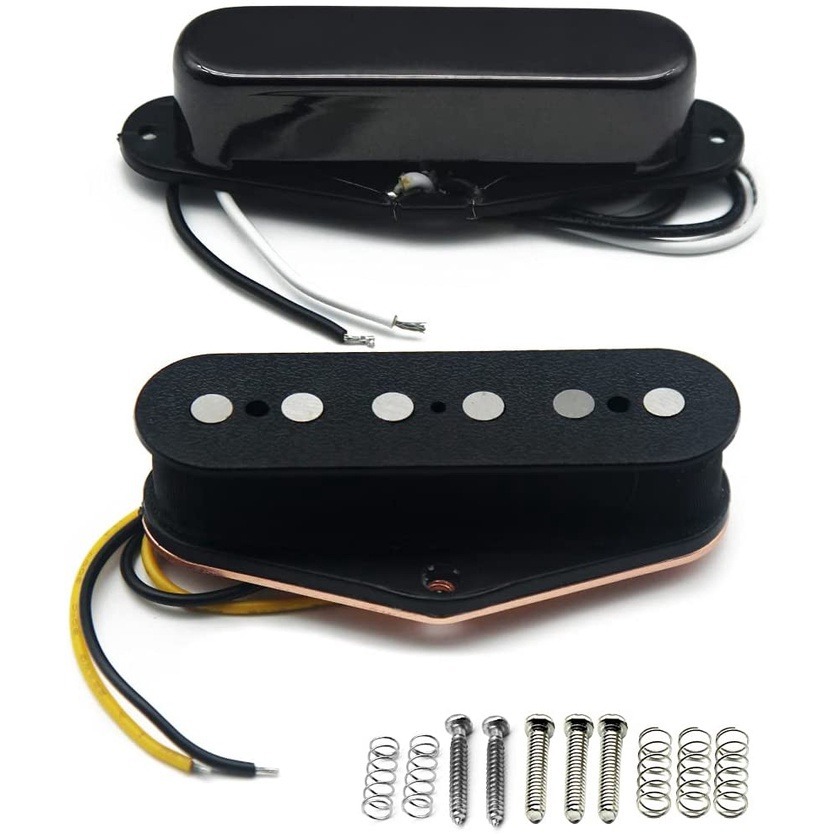 FLEOR Alnico 5 Penjemputan Gitar Tele Bridge Pickup dengan Penjemputan Leher (Hitam) Fit Fender Tele