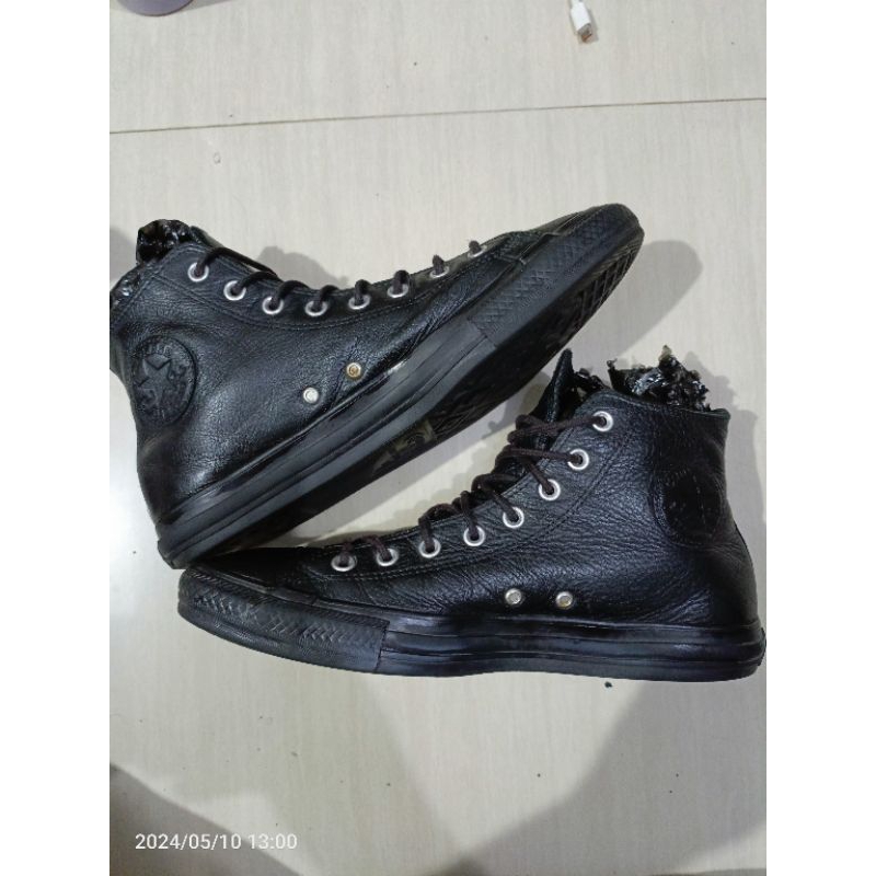 Converse High Leather Kulit Full Black Size 44,5 3M Thinsulate