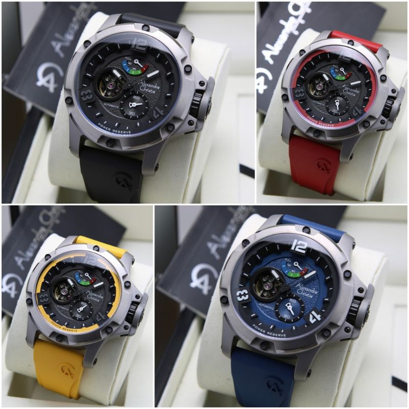 ORIGINAL Jam Tangan Pria Cowok Alexandre Christie Titanium Automatic AC 6295 / AC6295 / 6295 Rubber