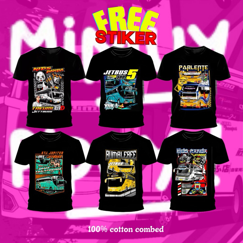 [GRATIS STIKER] Kaos Bus Mania Kids Panda Tuan Muda