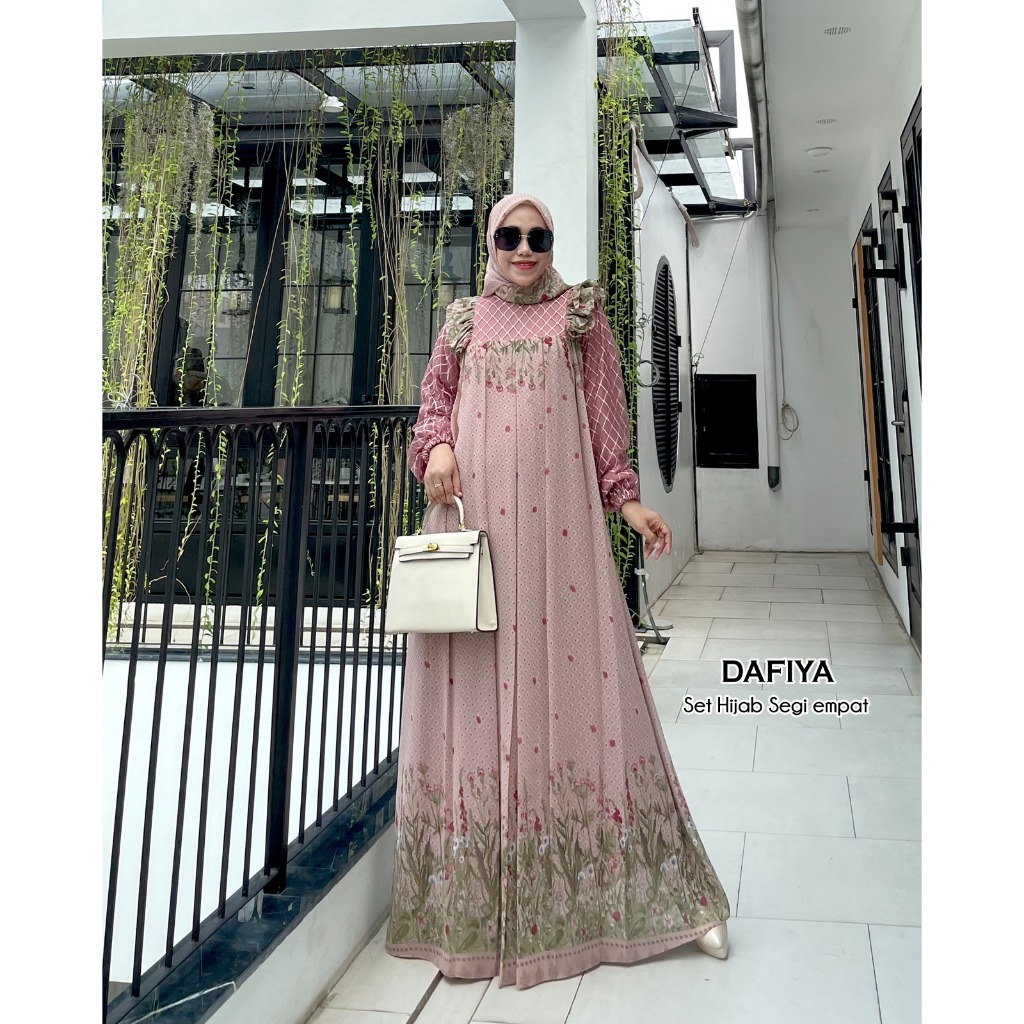 Khadijah Humaira Gamis Longdress Dress Ceruty Babydoll Mix Tile Diamond Dafiya