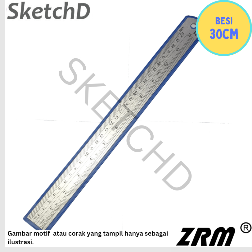 

Penggaris Besi Mistar 30 cm ZRM Steel Ruler Garisan Metal