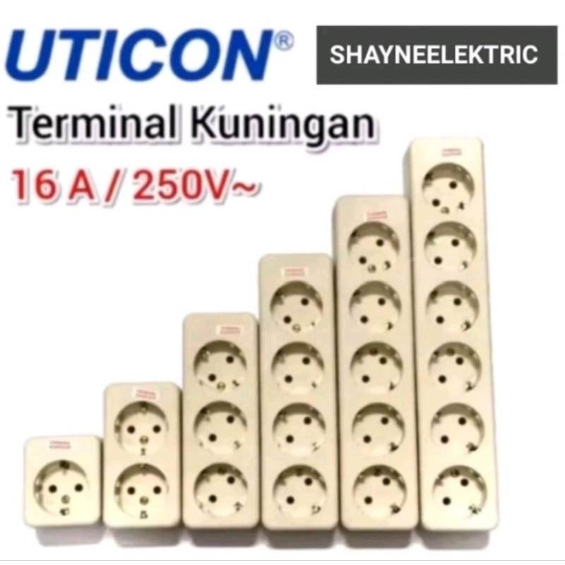 Colokan Listrik / Terminal Kuningan 3 Lubang ST 128 UTICON