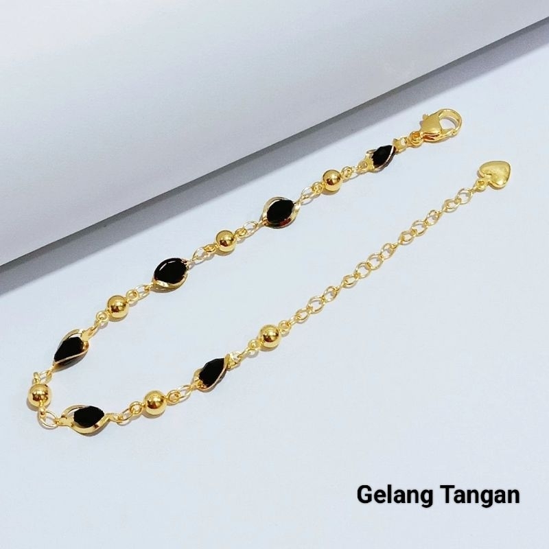 gelang tangan batu kristal hitam lapis emas perhiasan xuping GT5565