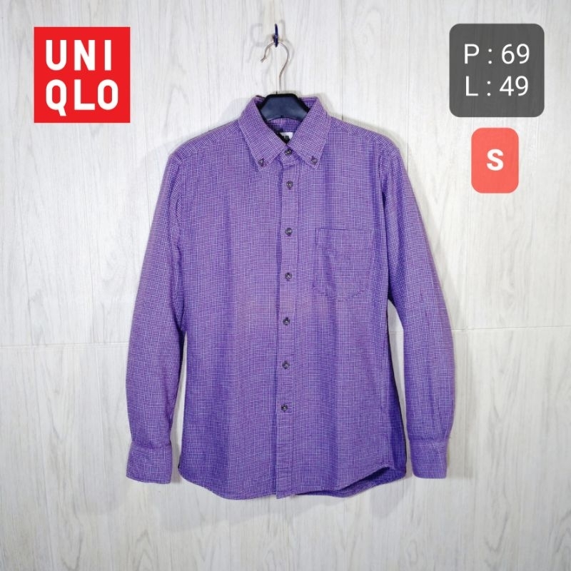 Kemeja Flanel Kasual Kerja UNIQLO Flannel Shirt Second Original