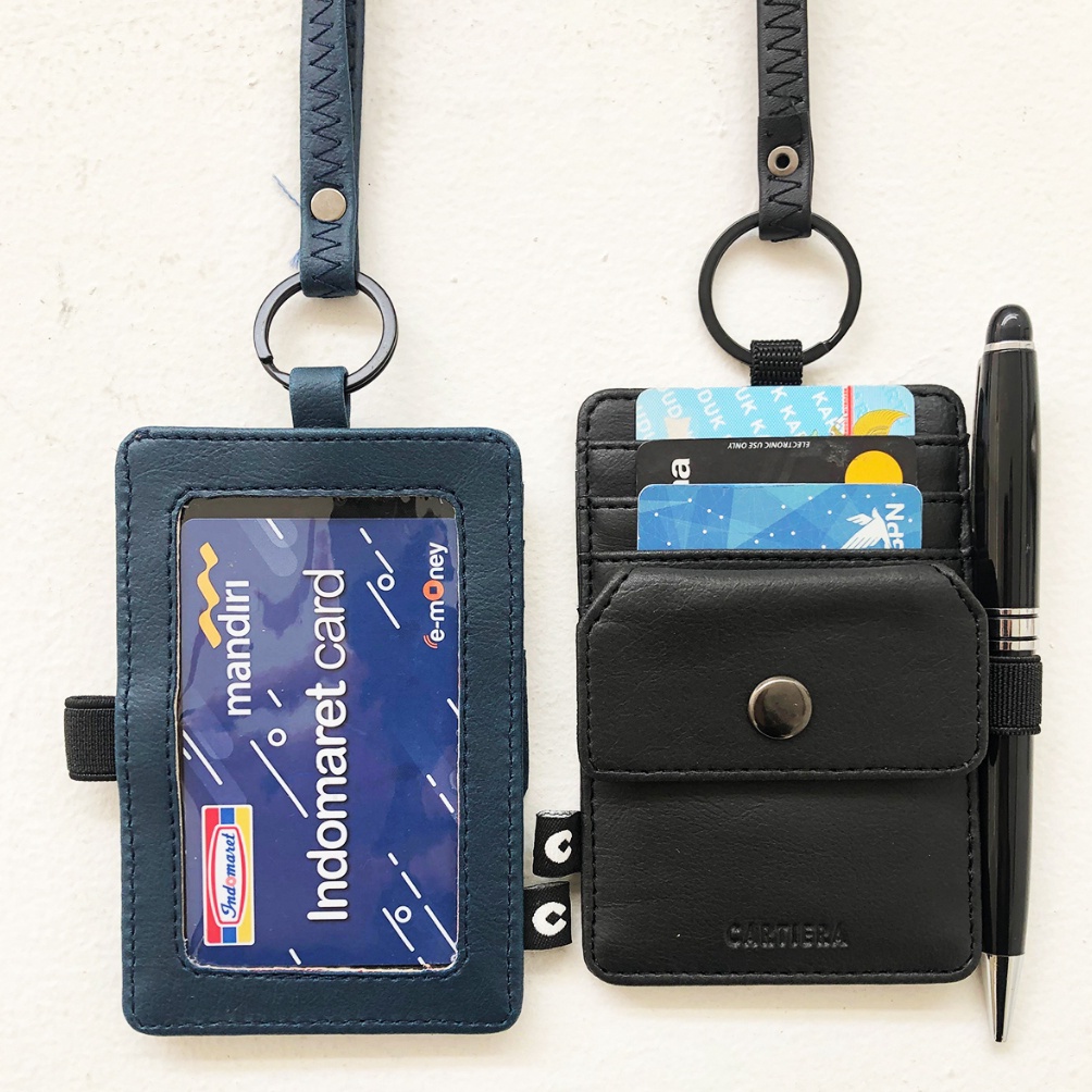 

KODE N7M2 Cartiera Ruby Lanyard ID Card Name Tag Kalung Pria Wanita Kulit Praktis Premium