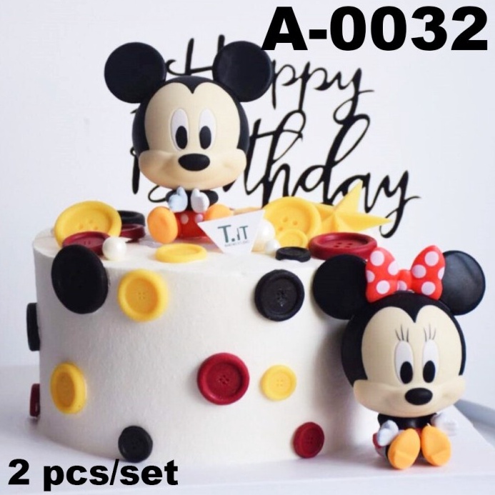 

KODE T62J Topper Cake Minnie Mickey Mouse Set Isi 2 Hiasan Kue Ultah Anak