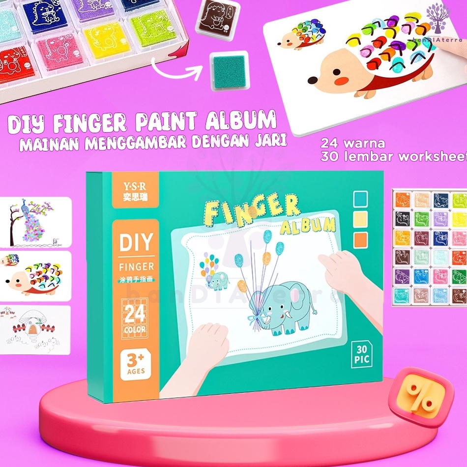 

KODE M66I Bandiaterra DIY Finger Paint Album 24 Colours Mainan Menggambar dengan Jari AnakAnak
