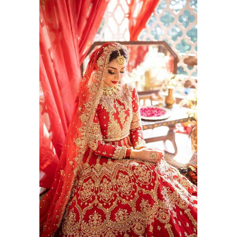 lehengga Saree pengantin india bordir Mewah premium