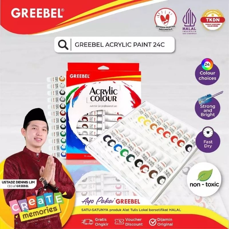 

Greebel Acrylic Colour 10 ml set 24 warna / Cat melukis greebel